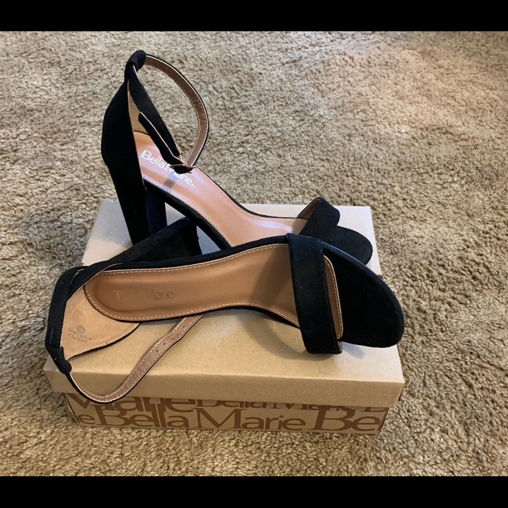 Bella Marie black suede heels
